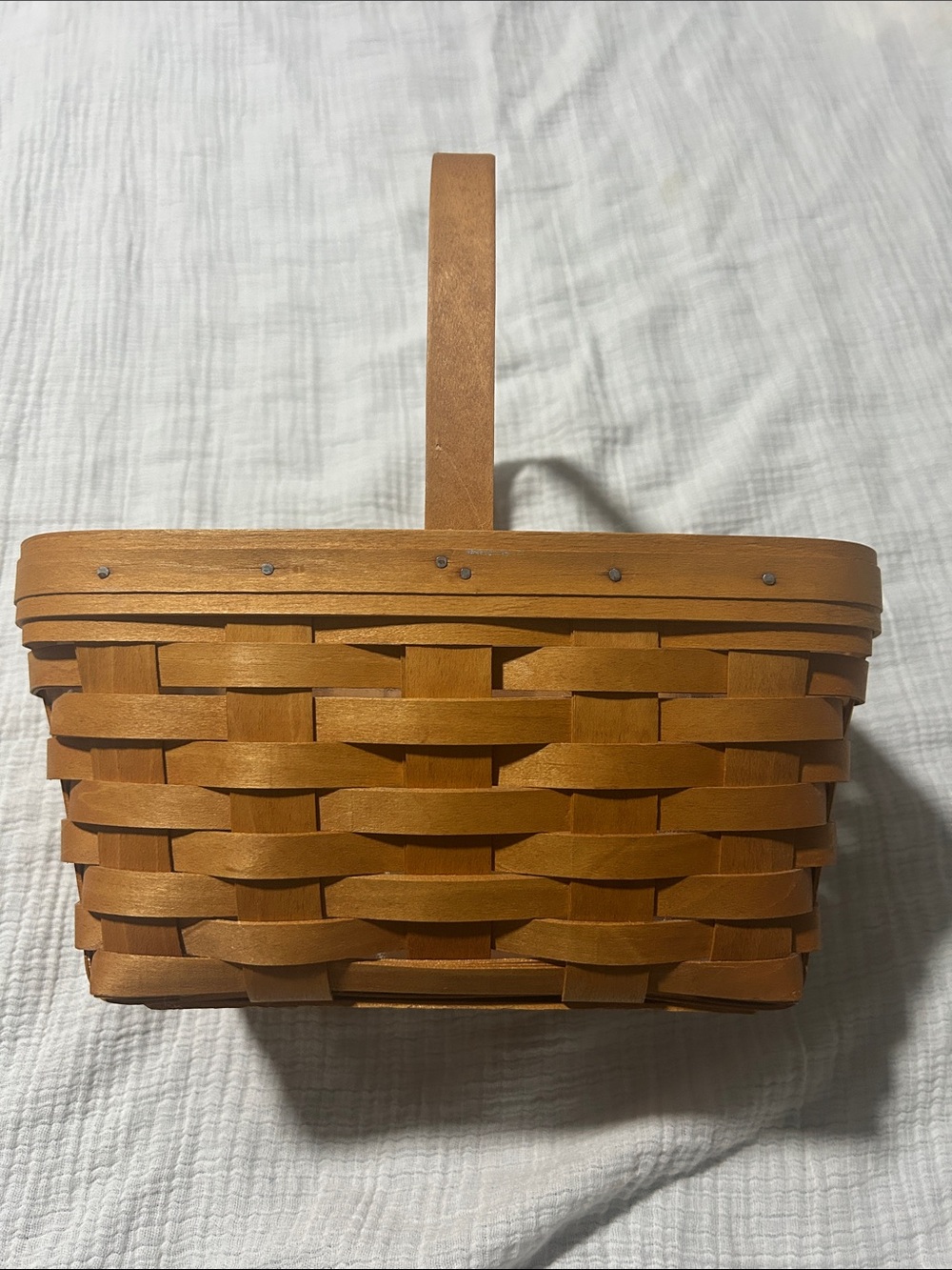 Longaberger VINTAGE Large Handle Tote Basket with liner and 2 handle covers